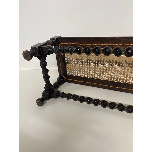 Brown Antique English Barley Twist Jacobean Style Footstool Bench/Ottoman For Sale - Image 8 of 10