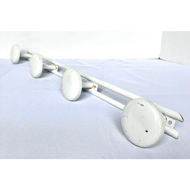 Mid 20th Century French White Enamel Four Peg Coat Rack For Sale - Image 9 of 16