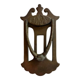 Antique Bronze Door Knocker With Original Aged Patina For Sale