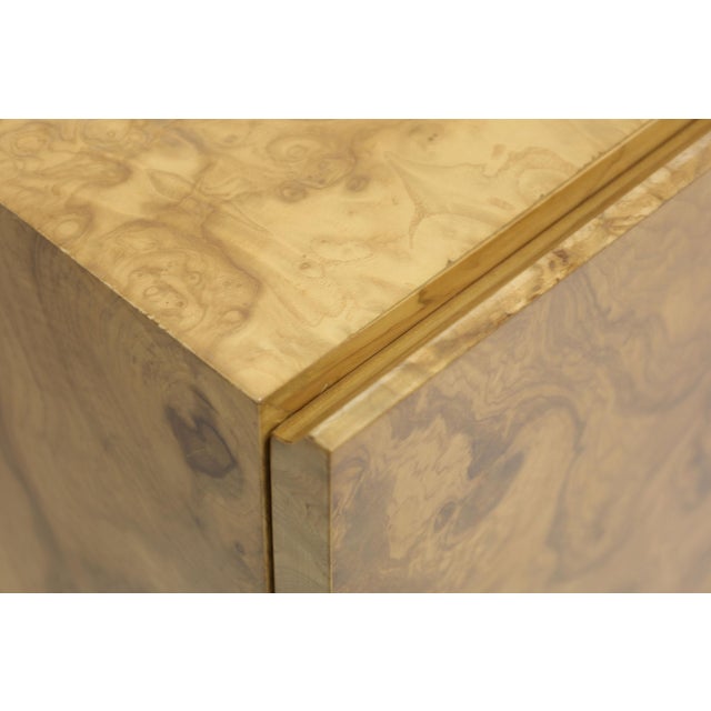 Milo Baughman for Thayer Coggin Mid 20th Century Burled Olivewood Sideboard on Chrome Base Attributed to Milo Baughman For Sale - Image 4 of 11