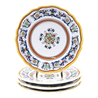Italian Nova Deruta Salad Plates – Set of 4 Hand-Painted Ceramic Artisanal Tableware For Sale