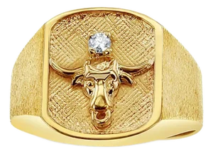 Longhorn Diamond Ring with Brushed Satin Finish, Size 7