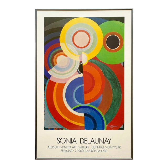 Sonia Delaunay Vintage 1980 Pace Editions Lithograph Print Framed Large Modernist Exhibition Poster " Composition " 1938 For Sale