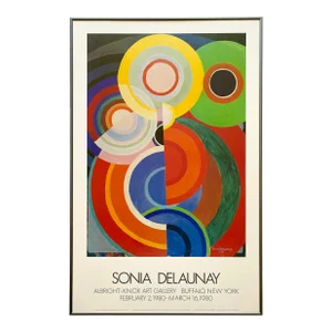 Sonia Delaunay Vintage 1980 Pace Editions Lithograph Print Framed Large Modernist Exhibition Poster " Composition " 1938
