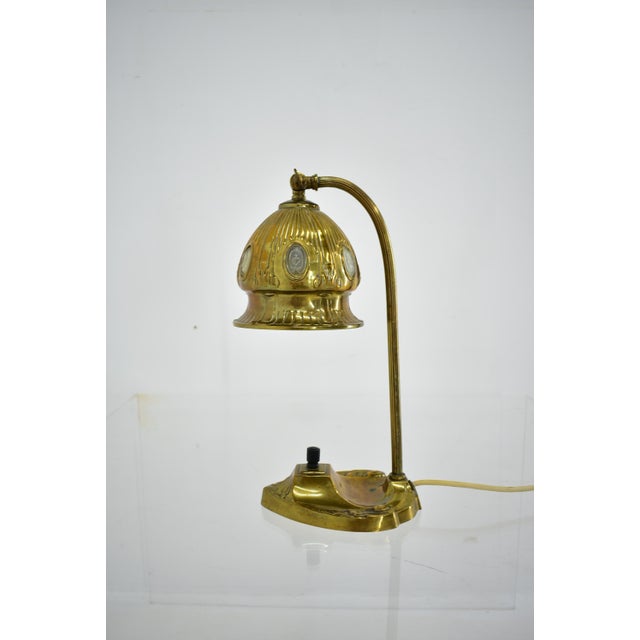 Vintage Vienna Secession style Table Lamp in Brass & Glass, Austria, 1930s For Sale - Image 13 of 18
