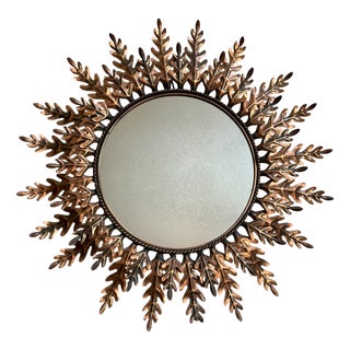 Vintage Italian Round Sun Mirror, 1950s For Sale