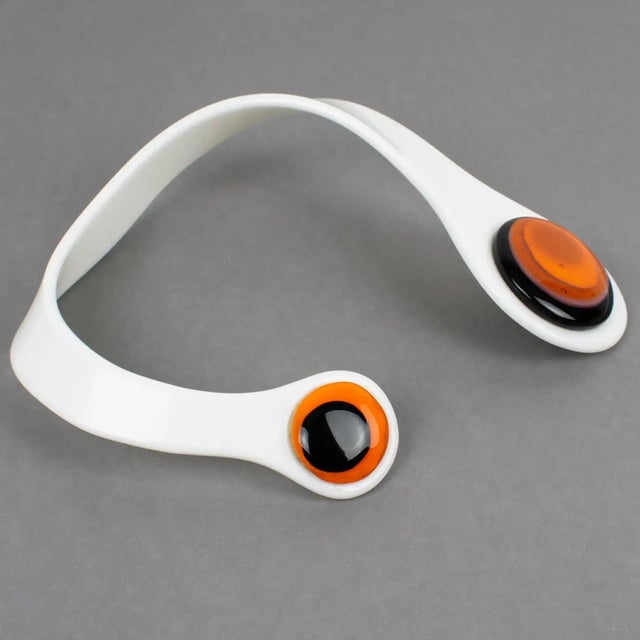 This stunning Space Age necklace is a modern design by Binglabà Italy. The piece features a futuristic design, with white...