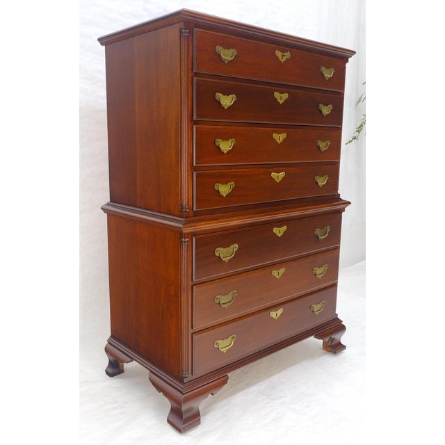 Brown Bracket Feet Solid Mahogany Brass Pull Federal Style 7 Drawer High Chest Dresser For Sale - Image 8 of 18