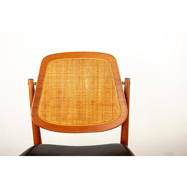 1960s Danish Model FD 187 Chairs in Teak, Cane and Leather by Arne Vodder for France & Son, 1956, Set of 6 For Sale - Image 5 of 18