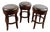 Vintage Traditional Style Frontgate Studded Leather Swivel Stool, a Set of 3 For Sale