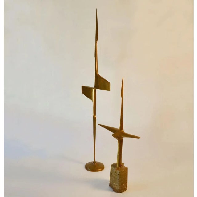 Metal Abstract Aerodynamic Bronze Sculpture, Dutch, 1977 For Sale - Image 7 of 9