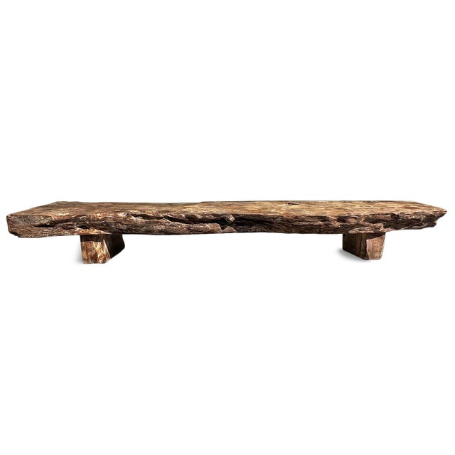 Vintage Large Lychee Slab Lobby Bench For Sale In Los Angeles - Image 6 of 12