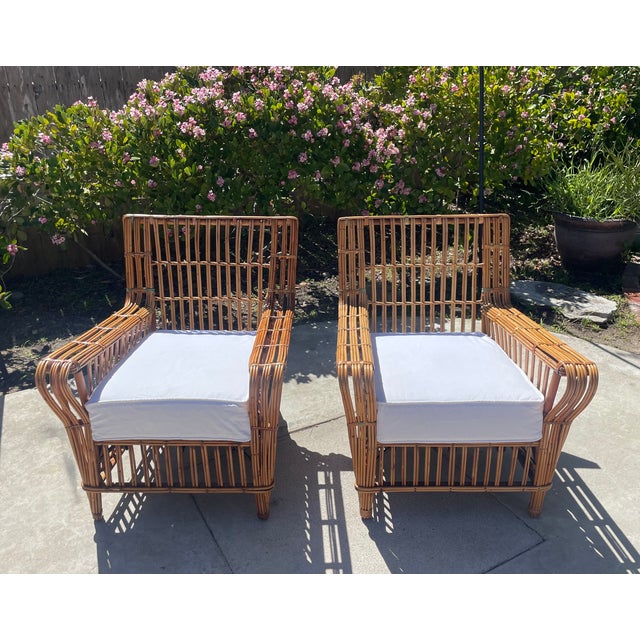 Brown Antique Stick Wicker Sofa & Lounge Chairs, a Set of 3 Attributed to Heywood Wakefield For Sale - Image 8 of 15