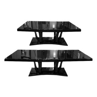 Art Deco Dining Table in Black Lacquer, 1930 For Sale