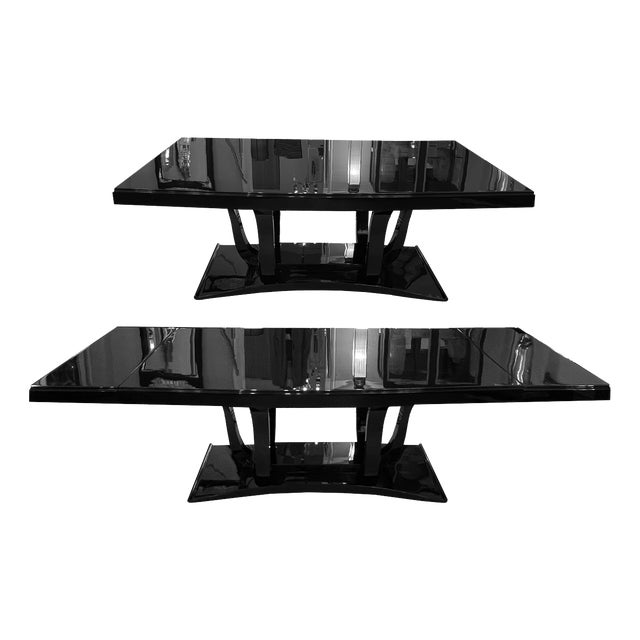 Art Deco Dining Table in Black Lacquer, 1930 For Sale