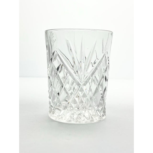 1980s Vintage Crystal Cocktail Old Fashioned Tumbler Glasses, Fan & X Cuts - Set of 4 For Sale - Image 4 of 8