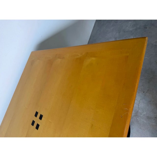 1980’s Postmodern Art Deco-Style Italian Pedestal Game Table With Black Metal Base For Sale - Image 10 of 13