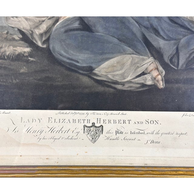 Rococo Antique Framed Mezzotint Lady Elizabeth Herbert & Son For Sale - Image 3 of 17