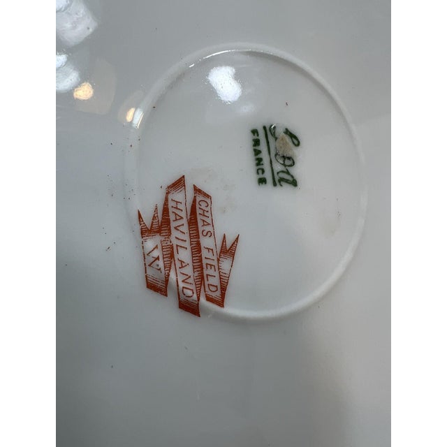 Antique GDA France Chas Field Haviland W porcelain plate small roses Green Leafs Gold