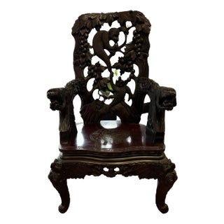 20th Century Asian Carved Monkey Arm Chair For Sale