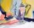 Abstract Still Life with Bouquet and Teapot in Watercolor on Paper Colorful still life with flowers and a teapot by Les...