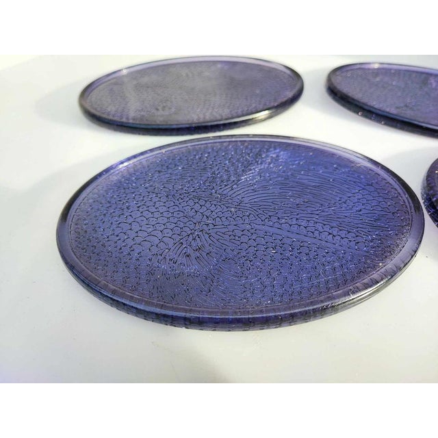 Vintage Cobalt Blue Glass Plate, 1970s, Set of 4 For Sale - Image 3 of 6