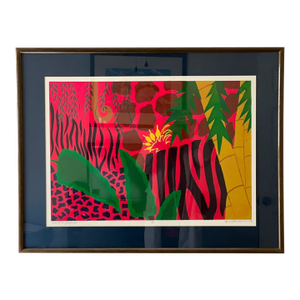 1980s Vintage Framed Jungle Art Screen Print, Artist Signed Limited Edition