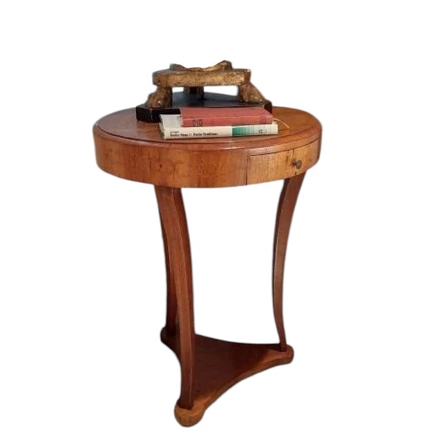 1 of 2 Antique Italian Neoclassical Walnut Inlaid Round Side Table Nightstands. This listing is for one table but we...