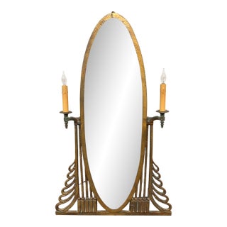 Oscar Bach Brass Mirror With Lights For Sale