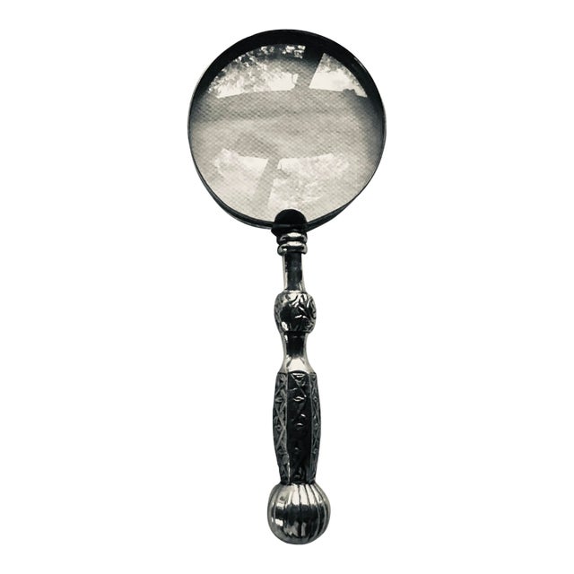 Aesthetic Movement Style Silverplate & Glass Magnifying Glass For Sale