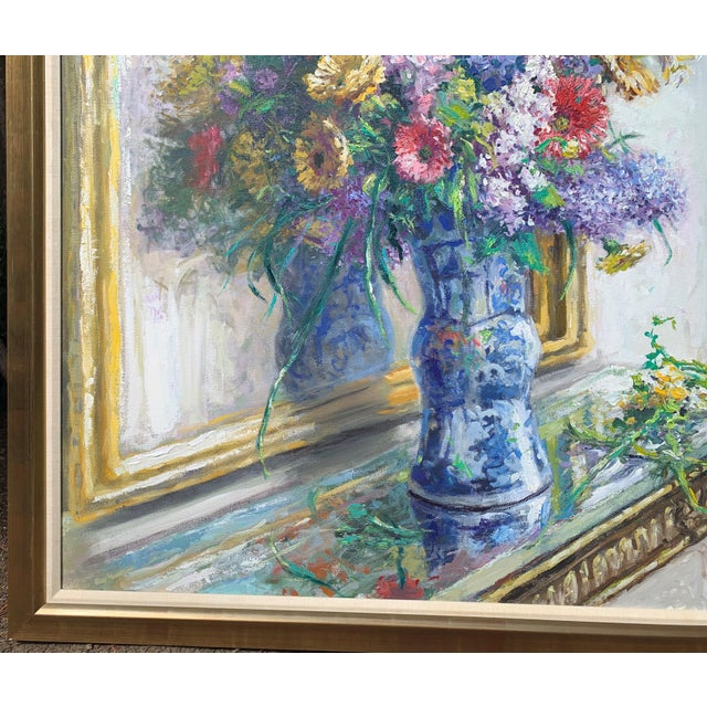 Blue American Impressionist Still Life Painting Signed Dan Poole, Circa 1970 For Sale - Image 8 of 8