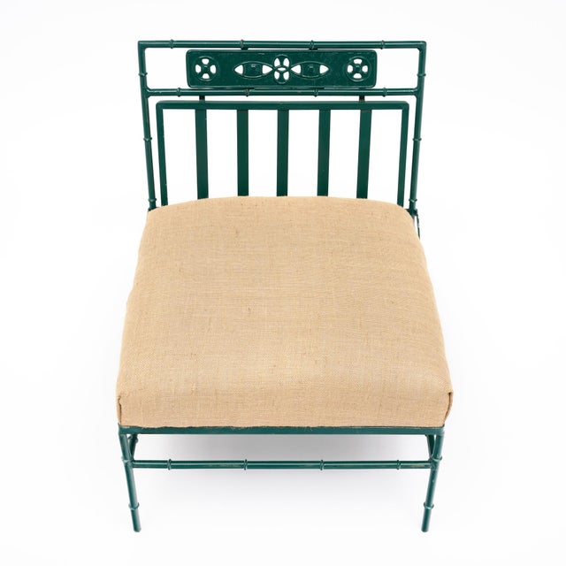 Metal Pair of Lounge Chairs, Garden Furniture, Vintage French, Green For Sale - Image 7 of 9
