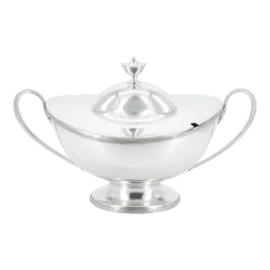 English Silver Plate Boat Shape Covered Tureen