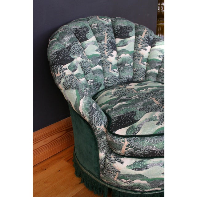 Vintage Fluted Back Chair in Japanese-Inspired Upholstery, 1960s For Sale - Image 9 of 12