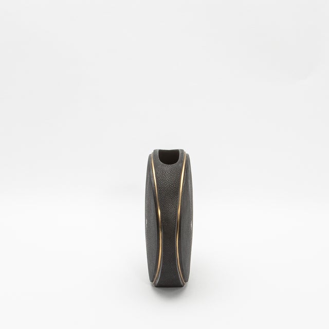 Modern Shagreen Vase With Brass Details by R&y Augousti For Sale - Image 3 of 7