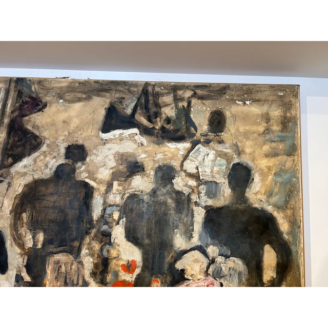 Tan 1960s Large Scale “Sur La Port” Oil on Canvas Painting by Alexandre Garbell For Sale - Image 8 of 13