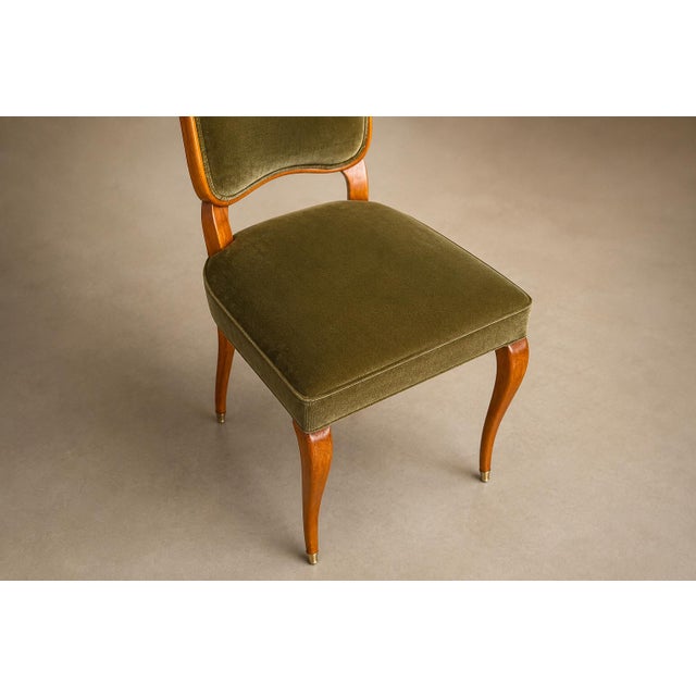Brazilian Modern Set of Eight Dining Chairs in Pau Marfim and Olive Green Mohair by Giuseppe Scapinelli, 1950s, Brazil For Sale - Image 14 of 18