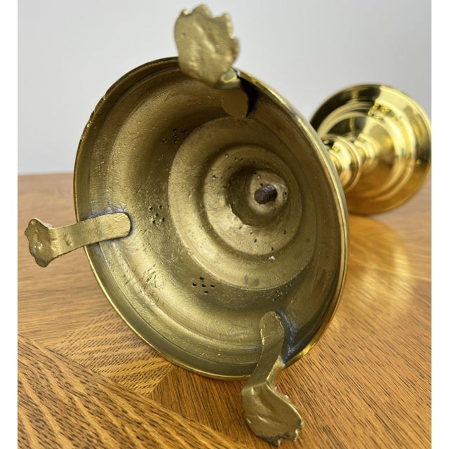 Vintage French Style Brass Gold Candleholders, Set of 2 For Sale - Image 15 of 18