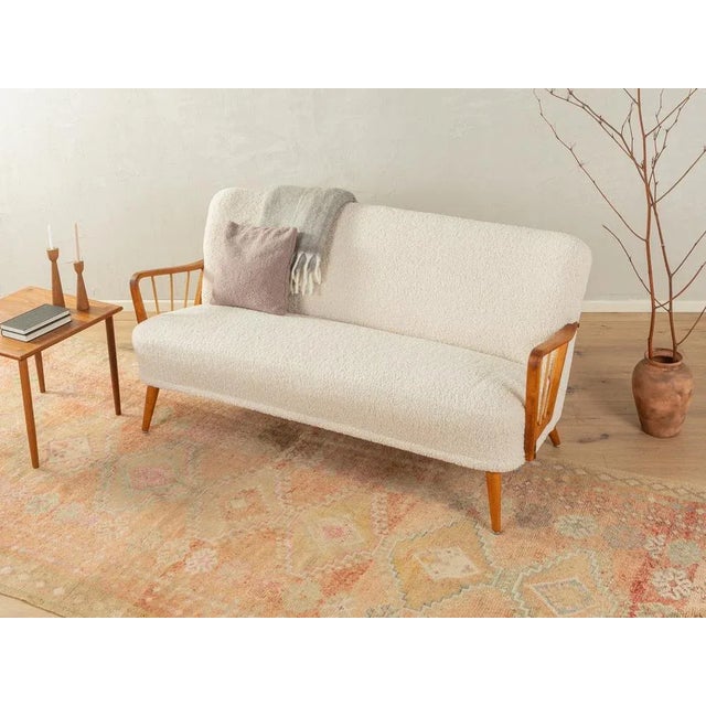Sofa in White Teddy Upholstery, 1950s For Sale - Image 3 of 9