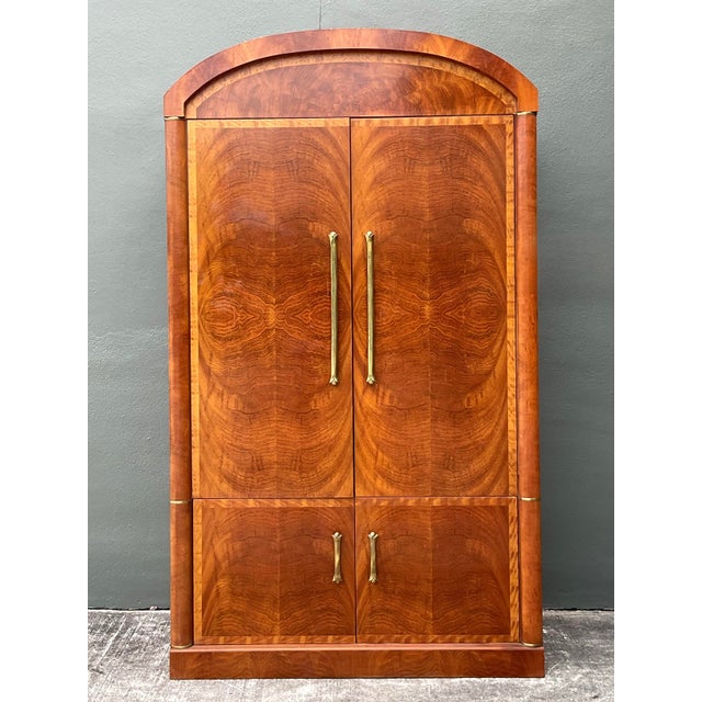 Mid-Century Modern Vintage Henredon Burl Wood Armoire For Sale - Image 3 of 12
