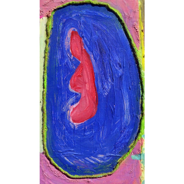 Abstract Figure in Blue Pool - Vintage Abstract Impressionist Composition in Oil by Kristin Cohen For Sale - Image 3 of 5