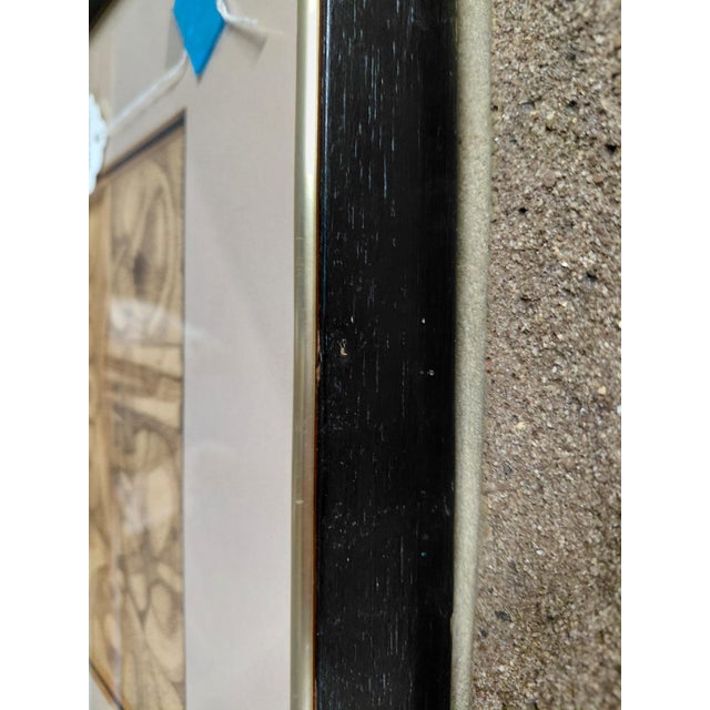 Brown Framed Multimedia Abstract Drawing Artist Signed For Sale - Image 8 of 10