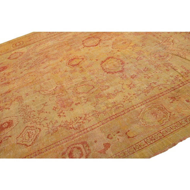 Late 19th Century 19th. C. Turkish Oushak Wool Rug in Tan With Allover Floral Design For Sale - Image 5 of 9