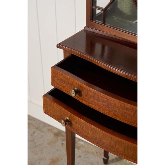 Wood Edwardian Mahogany Inlaid Cabinet on Tapered Legs + Spade Feet (C. 1910) For Sale - Image 7 of 11