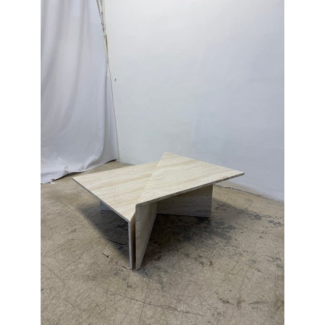 1970s Polished Italian Travertine Triangle Coffee Tables, 1970s - A Pair For Sale - Image 5 of 18