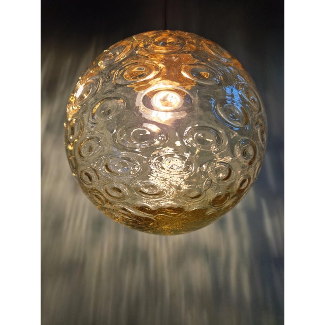 Pendant Lights in Amber Bubbled Glass, 1970s, Set of 2 For Sale - Image 9 of 16