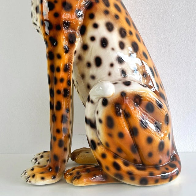 20th Century Italian Ceramic Leopard Floor Sculpture For Sale - Image 15 of 18