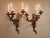 Early 20th Century Antique Art Nouveau Pair Heavy Cast Gilt Brass 3 Light Wall Sconces With Aged Patina For Sale - Image 5 of 16