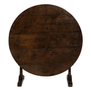 19th Century France Rich Walnut Brown Round Tilt-Top Drop-Leaf Table For Sale