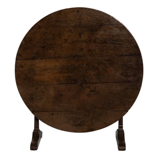 19th Century France Rich Walnut Brown Round Tilt-Top Drop-Leaf Table For Sale